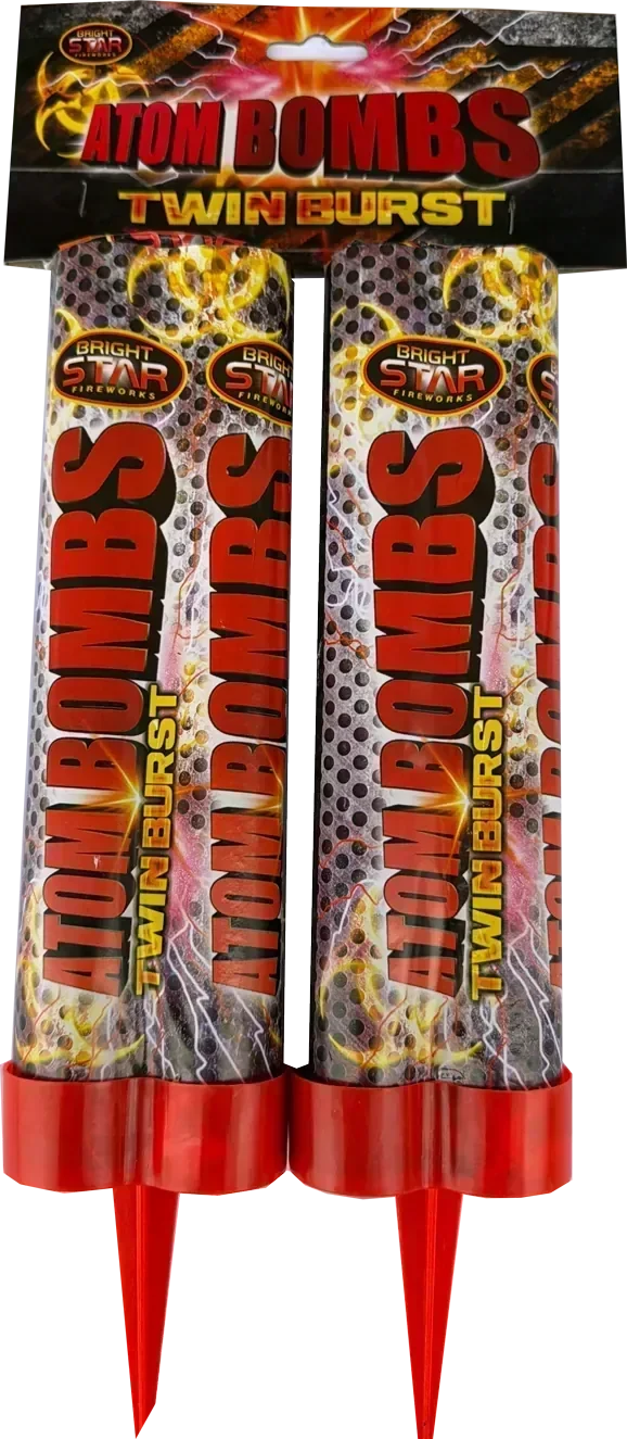Atom Bombs Roman candles by Bright Star, F2 firework with double-burst shots