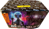 Aurora 64-shot fanned low-noise F3 cake firework by Evo Fireworks