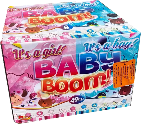 Baby Boom Boy 49-shot F3 blue gender reveal cake firework by Klasek