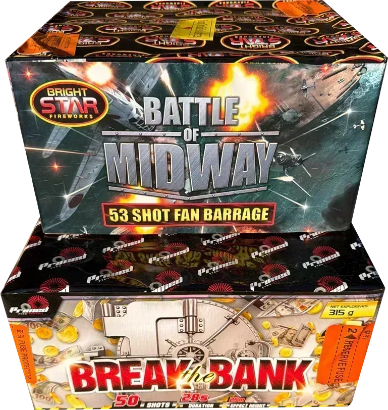 Battle Of Midway and Break The Bank firework double deal