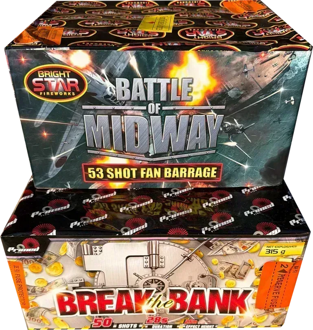 Battle Of Midway and Break The Bank firework double deal