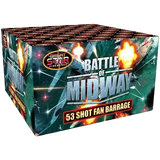 Battle Of Midway 53-shot fanned F2 cake firework by Bright Star