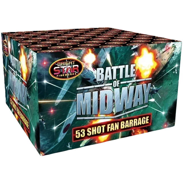 Battle Of Midway 53-shot fanned F2 cake firework by Bright Star