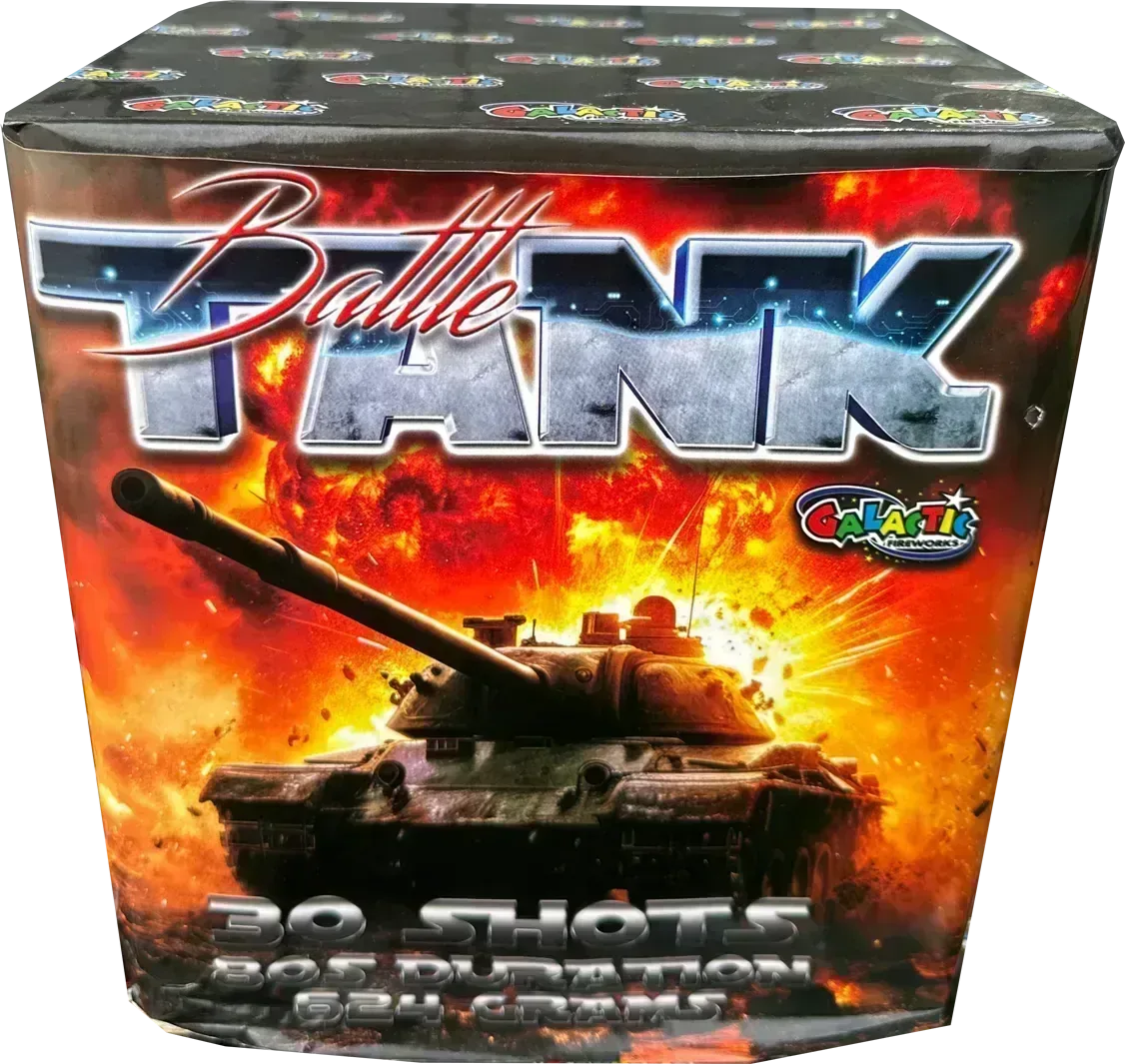Battle Tank 30-shot firework cake by Galactic Fireworks