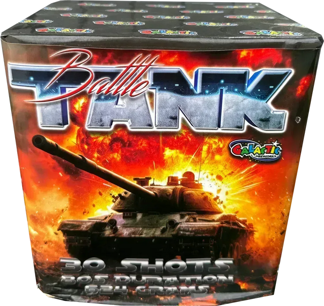 Battle Tank 30-shot firework cake by Galactic Fireworks