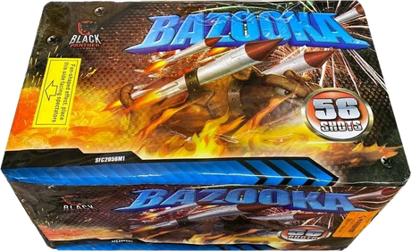 Bazooka 56-shot fanned F3 cake firework by Black Panther