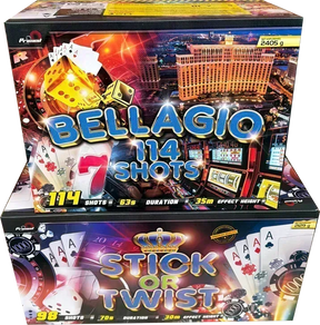 Bellagio and Stick Or Twist compound firework double deal by Primed Pyrotechnics