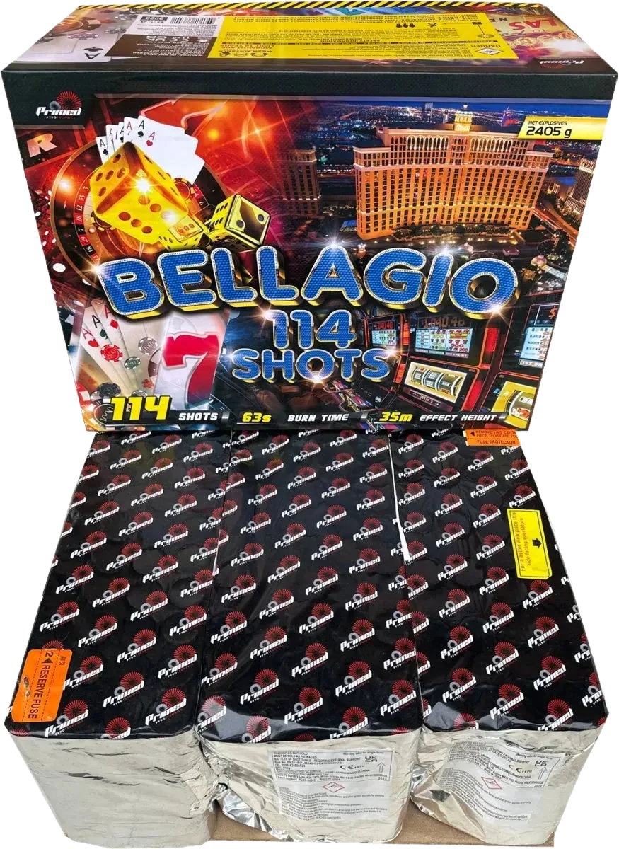Bellagio 114-shot fanned F3 compound firework by Primed Pyrotechnics