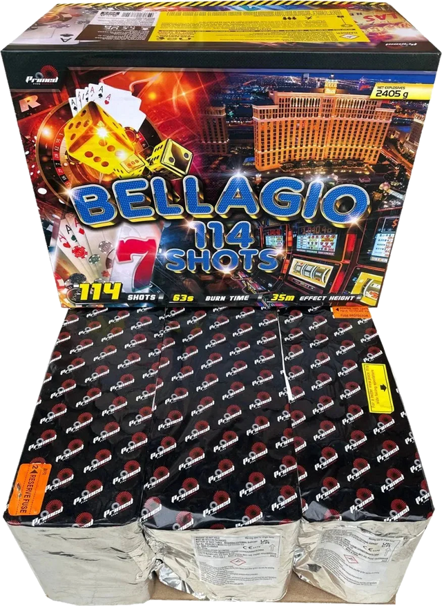 Bellagio 114-shot fanned F3 compound firework by Primed Pyrotechnics