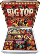 Big Top cake pack box by Galactic Fireworks, showing outer packaging design