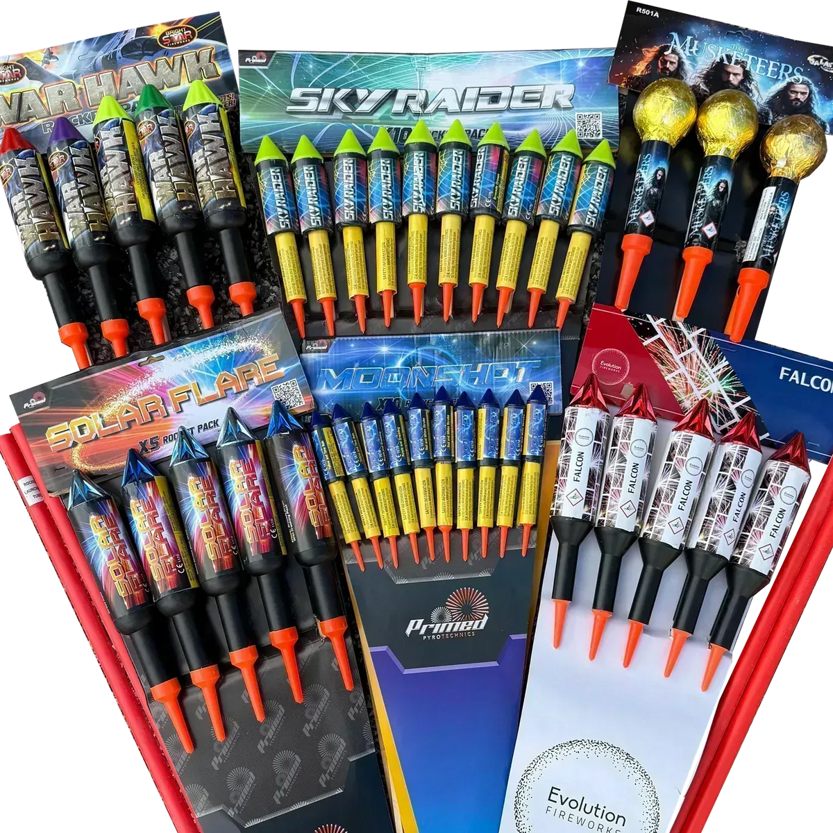 Fireworks Rockets Boxes Birds of Prey | 38-Rocket Pack + Tubes – Galactic Fireworks