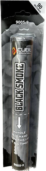 Black Handheld Smoke Grenade by Cube Fireworks, black wire-pull smoke for airsoft, paintball and film stunts, around 60 seconds