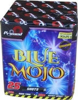 Blue Mojo 25-shot F3 cake firework by Primed Pyrotechnics