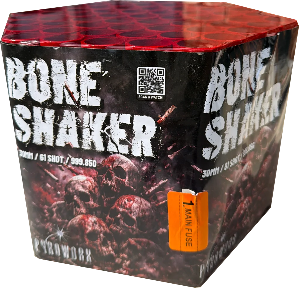 Boneshaker 61-shot cake firework by Pyroworx