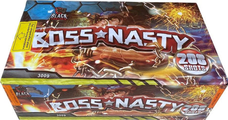 Boss Nasty 208-shot fanned F3 cake firework by Black Panther