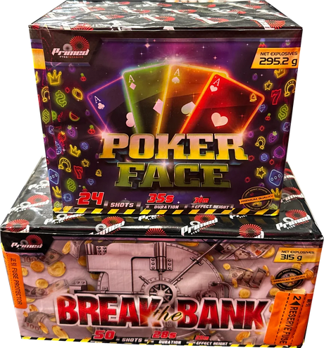 Break The Bank & Poker Face firework bundle by Primed Pyrotechnics