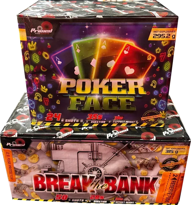 Break The Bank & Poker Face firework bundle by Primed Pyrotechnics