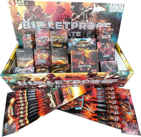 Bulletproof 32-piece F3 complete display crate by Cube Fireworks