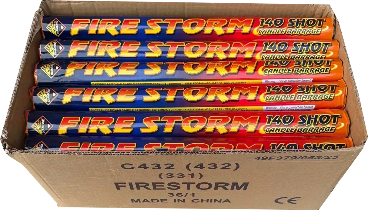 Case of Fire Storm 140 fireworks - bulk buy roman candles