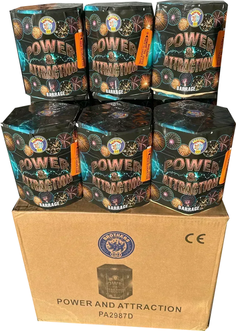 12x Power & Attraction cake case, Brothers Pyrotechnics, 1.3G F2