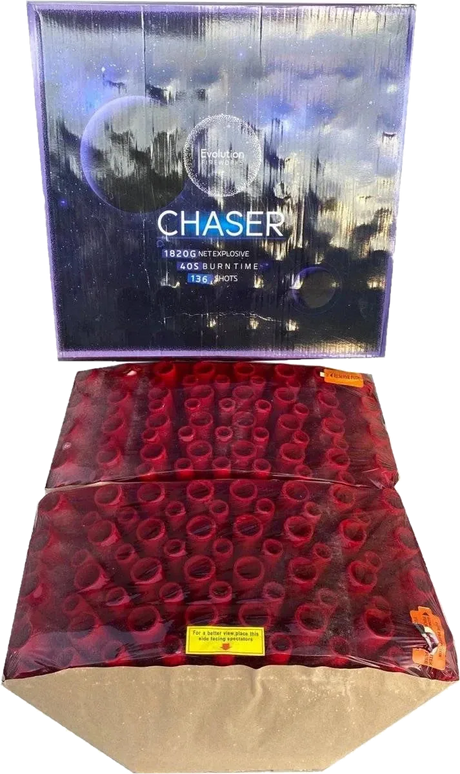 Chaser 136-shot fanned F3 compound firework by Evo Fireworks