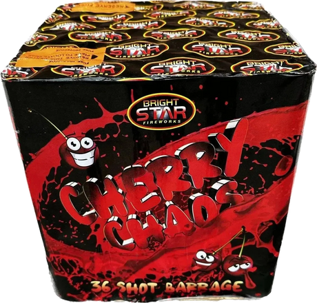 Cherry Chaos 36-shot F3 cake firework by Bright Star