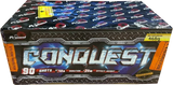 Conquest 90-shot fanned F2 cake firework by Primed Pyrotechnics