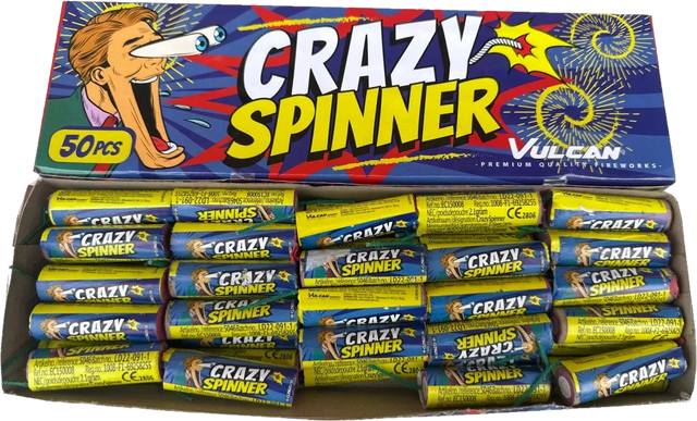 Crazy Spinners by Vulcan Fireworks, 50-pack of F1 ground spinner fireworks for back-garden displays