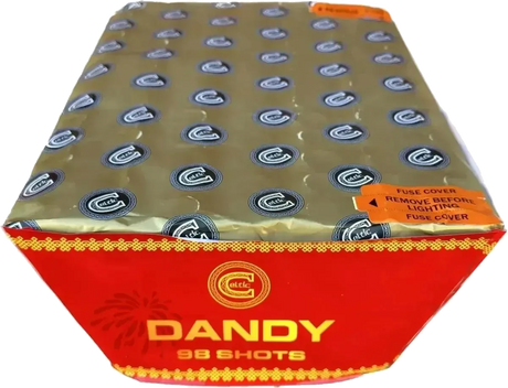 Dandy 98-shot fanned low-noise F3 cake firework by Celtic