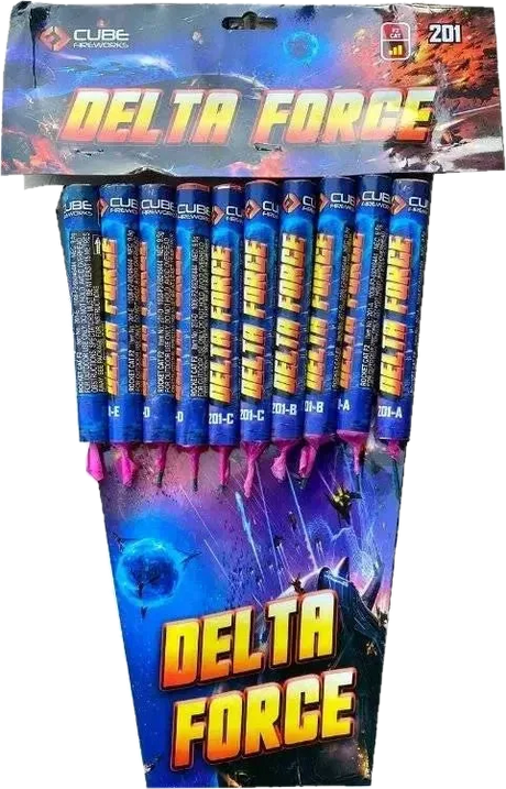 Delta Force 10-pack F2 garden rockets by Cube Fireworks
