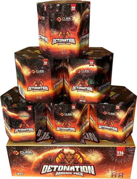 Detonation 6-cake F2 cake pack firework by Cube Fireworks