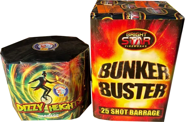 Dizzy Heights & Bunker Buster firework bundle by Mixed