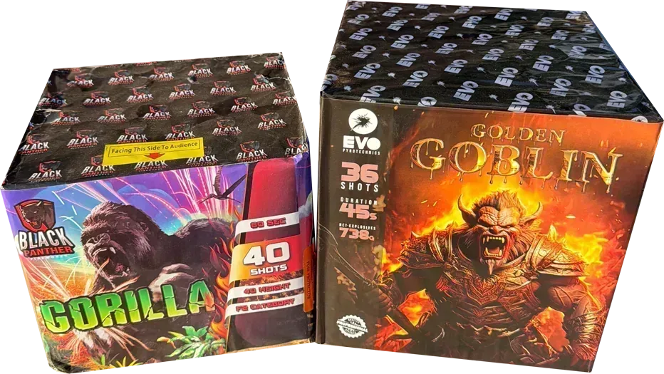 Gorilla & Golden Goblin firework bundle by Galactic Fireworks