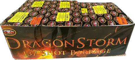 Dragon Storm 137-shot fanned F2 compound firework by Bright Star