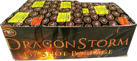 Dragon Storm 137-shot fanned F2 compound firework by Bright Star