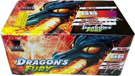 Dragons Fury 66-shot F3 cake firework by Black Panther
