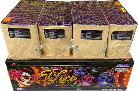 El Loco 268-shot fanned F3 compound firework by Vivid