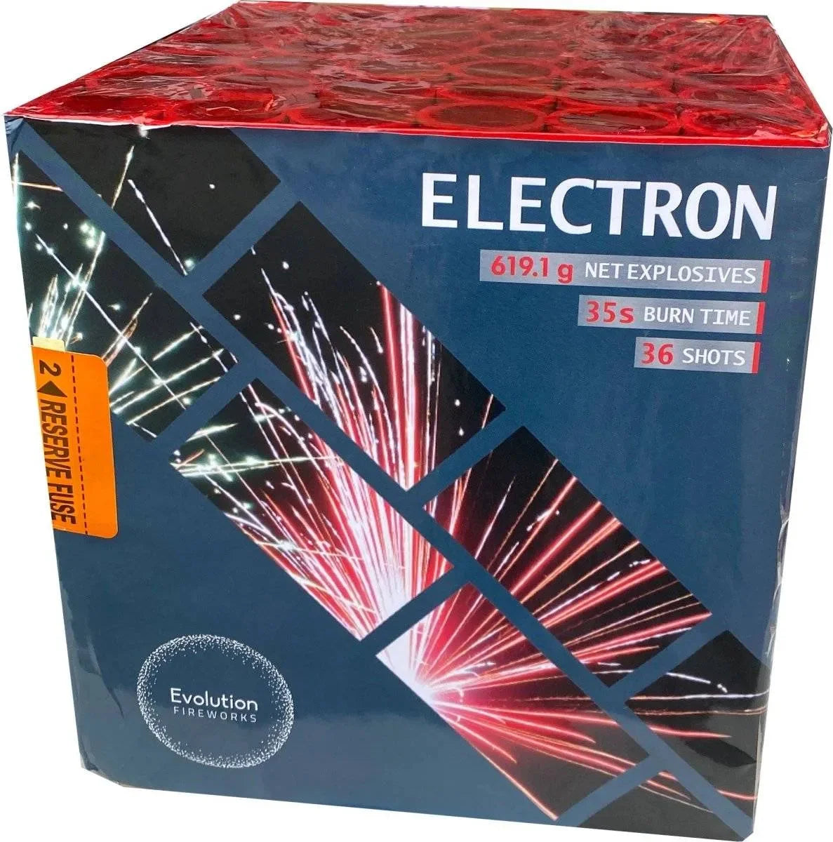 Electron 36-shot F3 cake firework by Evo Fireworks
