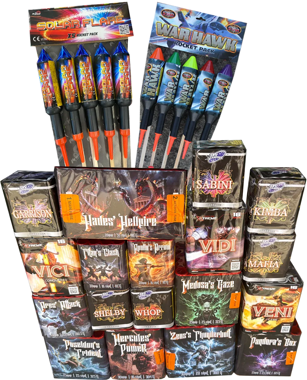 Firestorm Pack 48-piece complete display firework pack by Galactic Fireworks