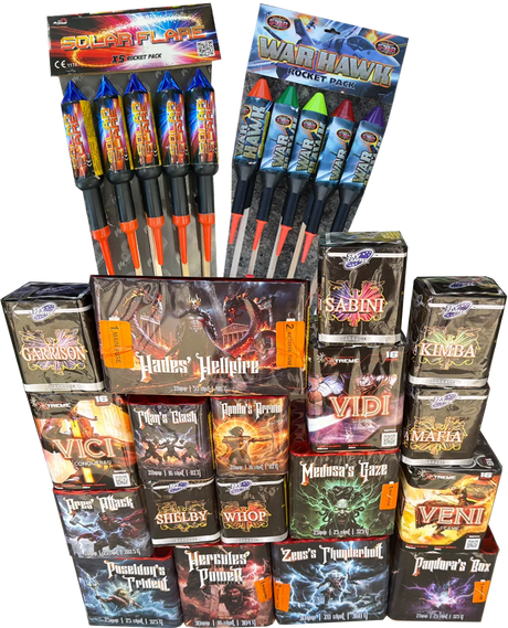Firestorm Pack 48-piece complete display firework pack by Galactic Fireworks