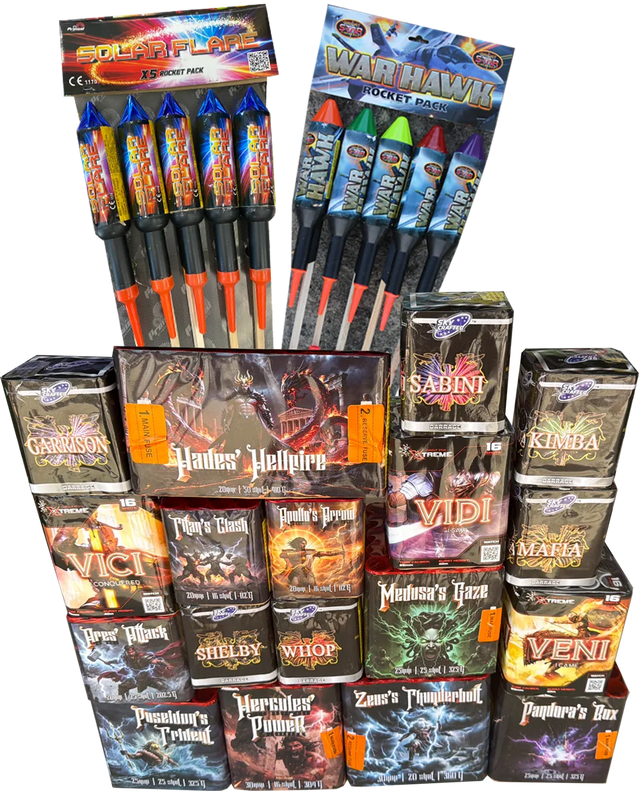 Firestorm Pack 48-piece complete display firework pack by Galactic Fireworks