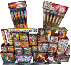 Firework Fiesta 41-piece complete display firework pack by Galactic Fireworks