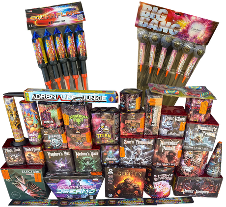 Firework Fiesta 41-piece complete display firework pack by Galactic Fireworks