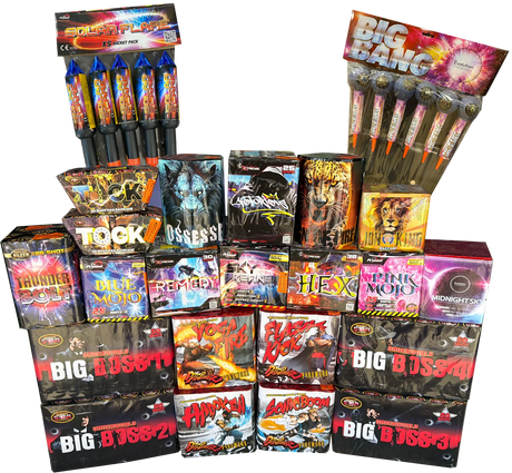 Firework Frenzy 32-piece complete display firework pack by Galactic Fireworks
