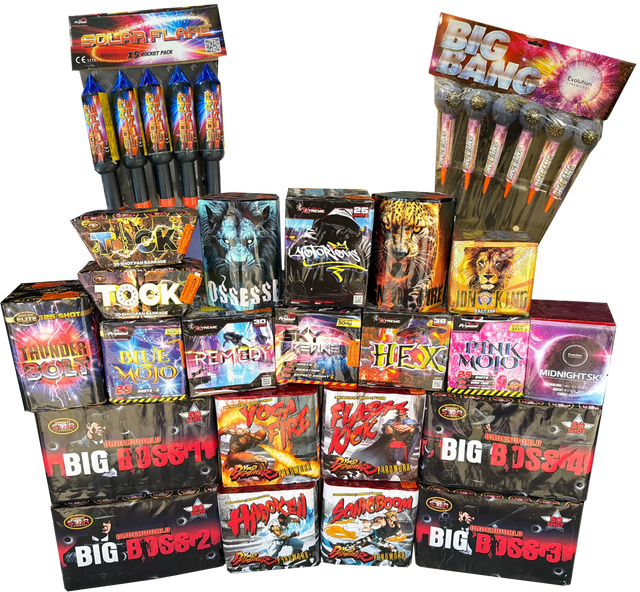 Firework Frenzy 32-piece complete display firework pack by Galactic Fireworks