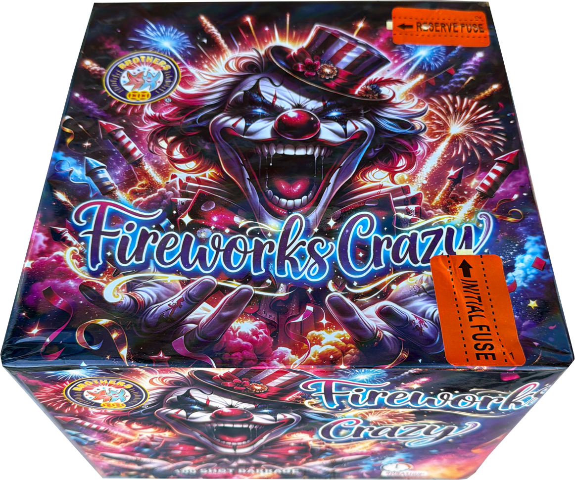 Fireworks Crazy 100-shot F3 cake firework by Brothers Pyrotechnics