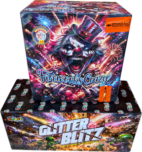 Fireworks Crazy & Glitter Blitz firework bundle by Brothers Pyrotechnics and Galactic Fireworks