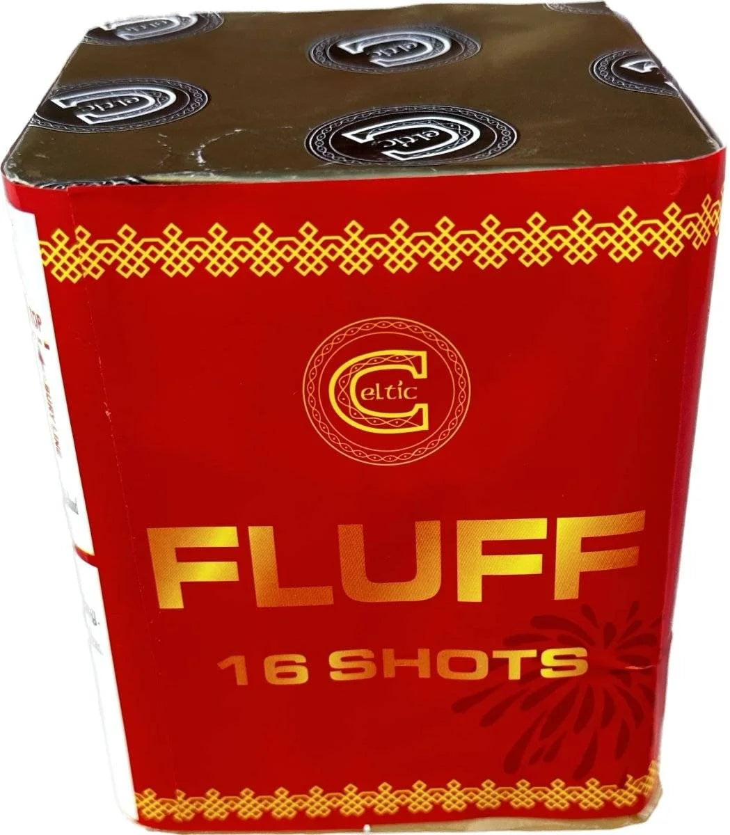 Fluff 16-shot low-noise F2 cake firework by Celtic