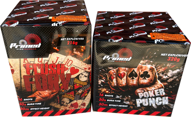 Flush Fury & Poker Punch firework bundle by Primed Pyrotechnics