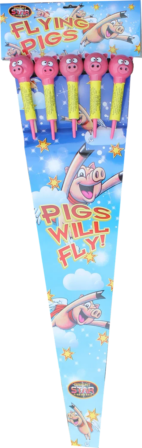 Flying Pigs 5-pack F3 rocket firework by Bright Star